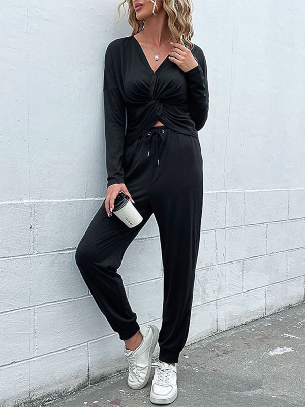 Women's Solid Color Long Sleeve Two-Piece Suit - Autumn Set